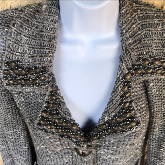 BCBGMaxazria Gray Beaded Dress Coat Small - Picture 6 of 9